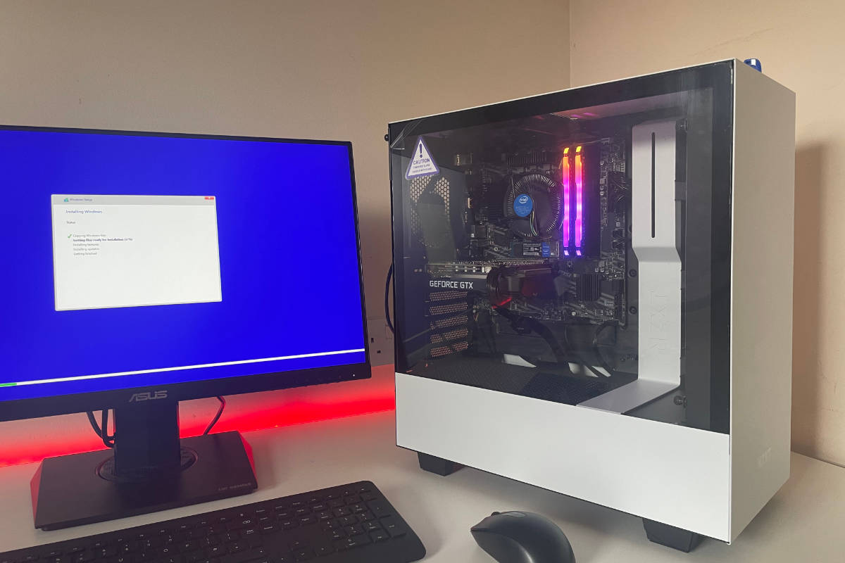 Finished gaming computer in white NZXT case